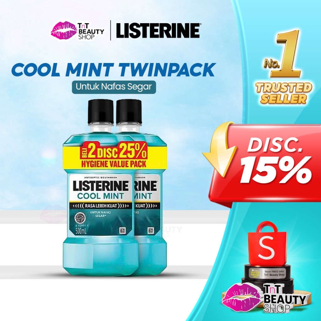 LISTERINE Cool Mint Mouthwash 500ml Twinpack | TnT Beauty Shop