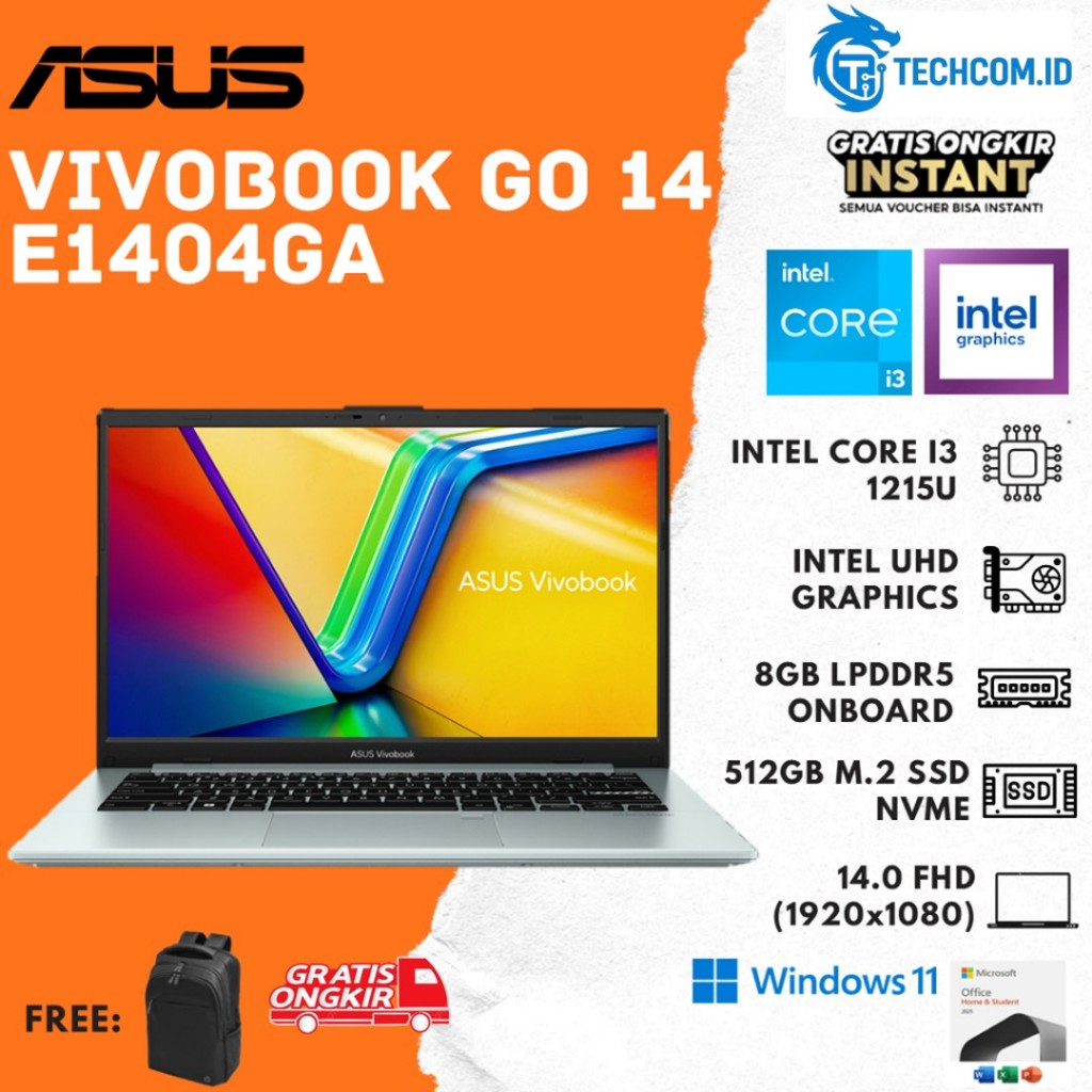 Laptop Asus VivoBook GO 14 E1404GA I3 N305 8GB 1TB SSD W11+OHS+M365B 14.0FHD