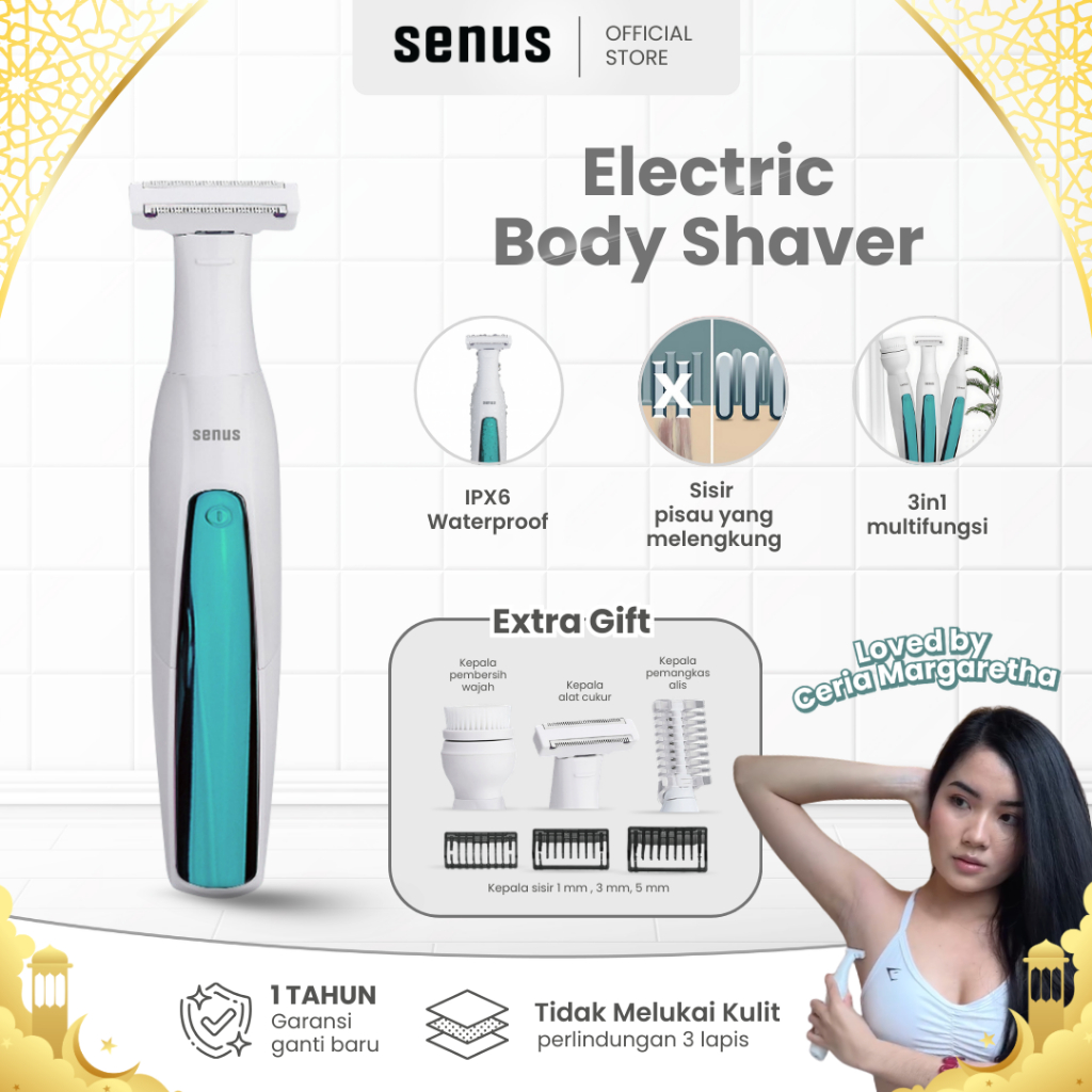 Senus alat cukur elektrik bulu ketiak, rambut, bulu/rambut kemaluan, kumis shaver pria - Gomarts