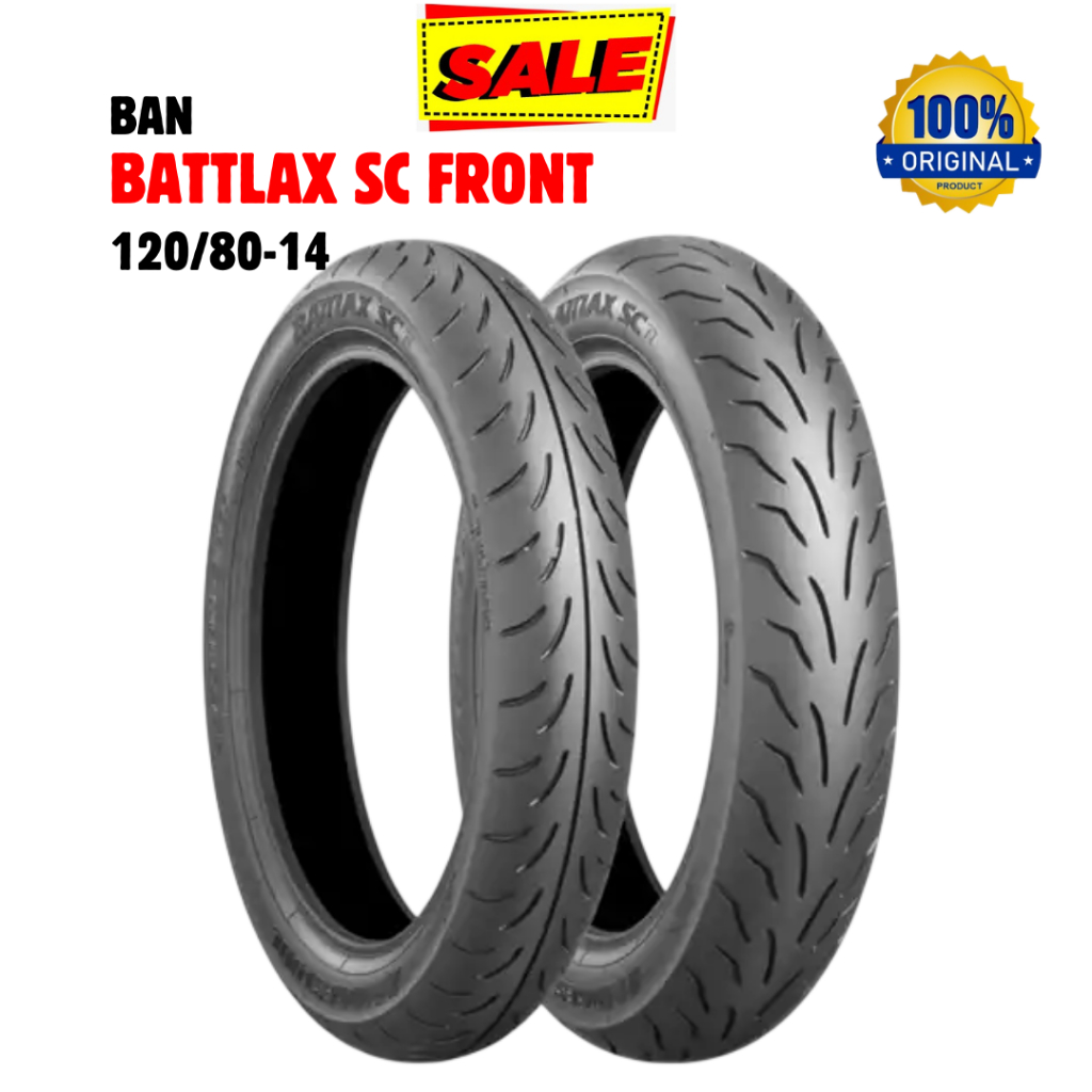DISKON  BAN BATTLAX SC F 120/80 RING 14 BAN BRIGESTONE ORIGINAL PRODUCT