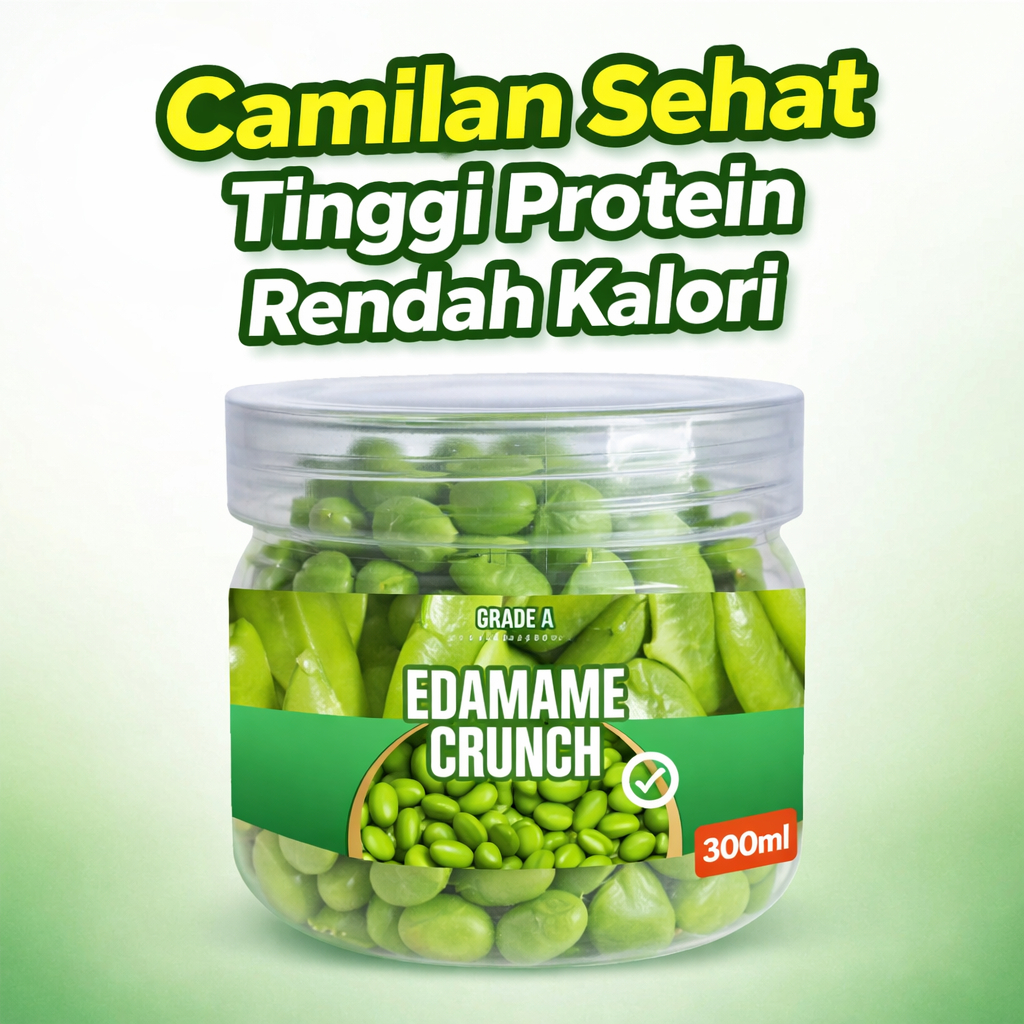 Edamame Crunch Snack Diet Rendah Kalori Tinggi Protein Camilan Sehat Toples 100gr Gurih