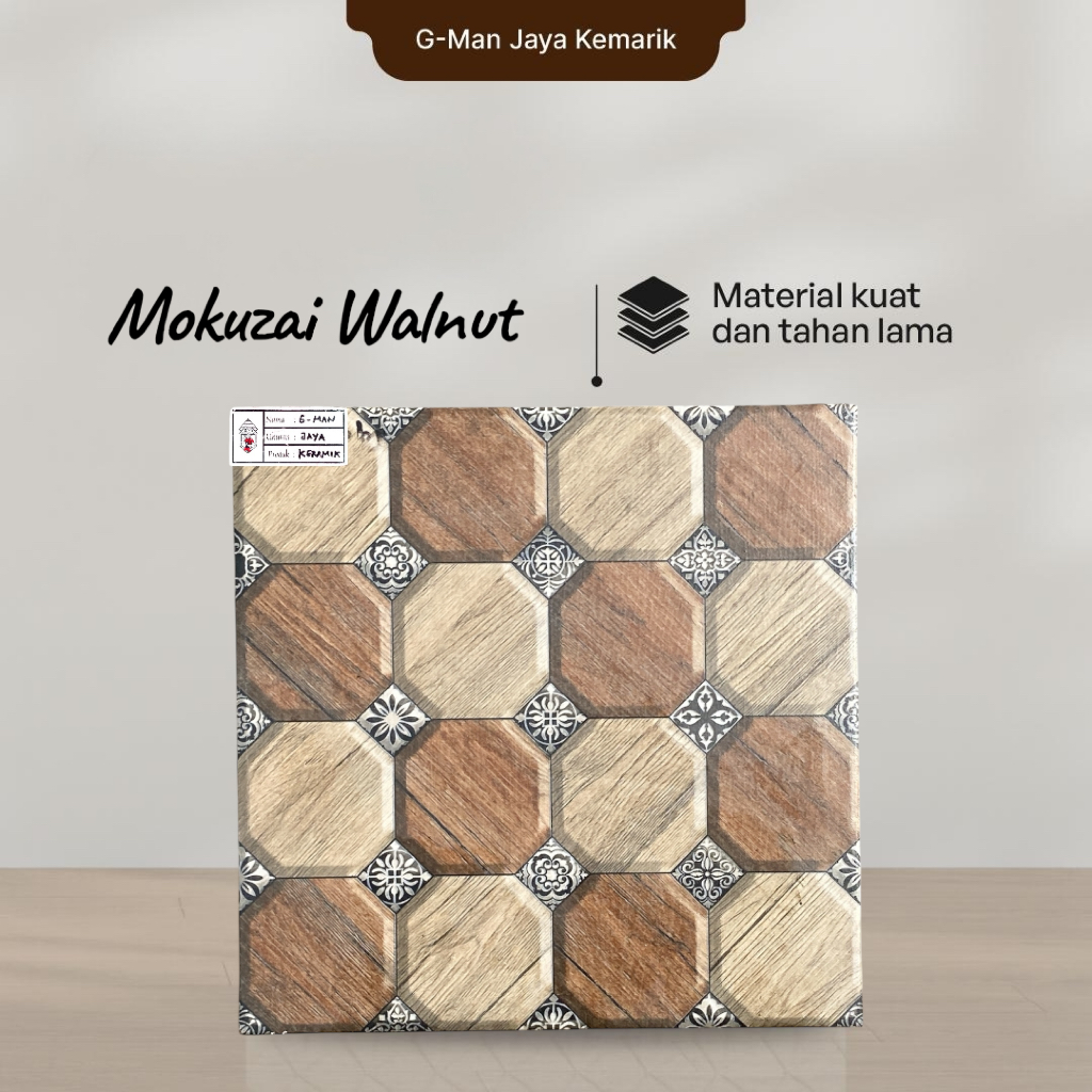 Keramik Lantai Kasar 40x40 Mokuzai Walnut Keramik Mulia Ceramic Garasi/Carpot Grade A Isi 6pcs