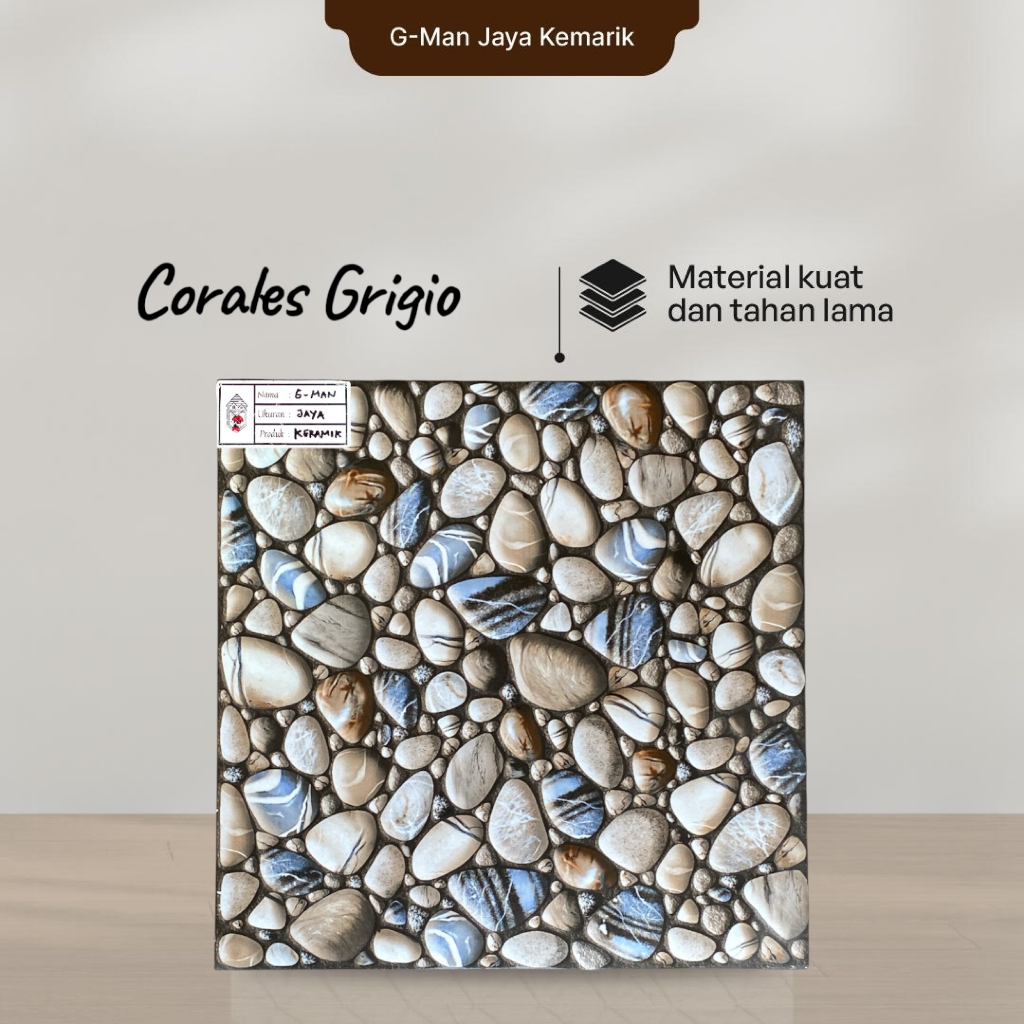 Keramik Lantai Kasar 40x40 Corales Grigio Keramik Mulia Ceramic Garasi/Carpot Grade B Isi 6pcs