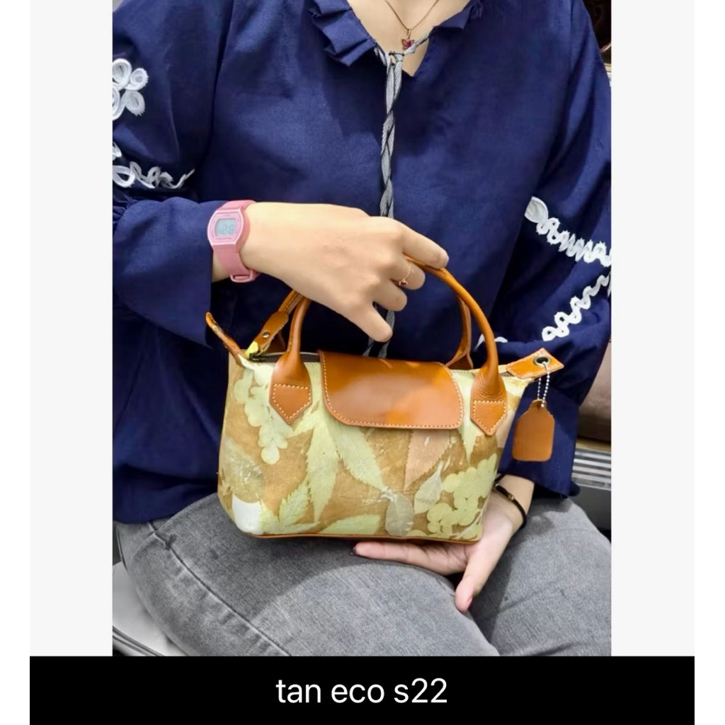 Tas lc kulit sapi asli motif ecoprint