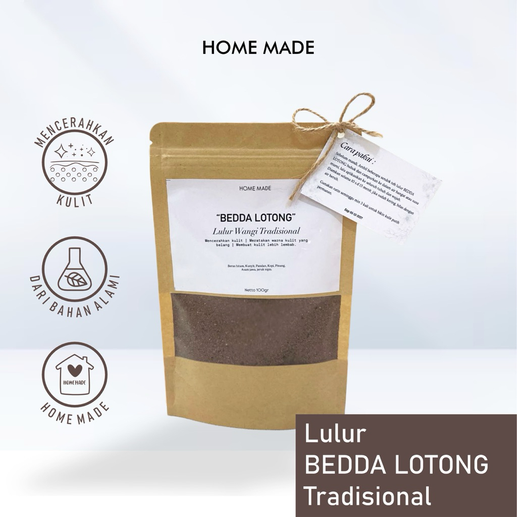 Lulur BEDDA LOTONG 100g // Masker Wajah Home Made dari Buah Asli // 50gr