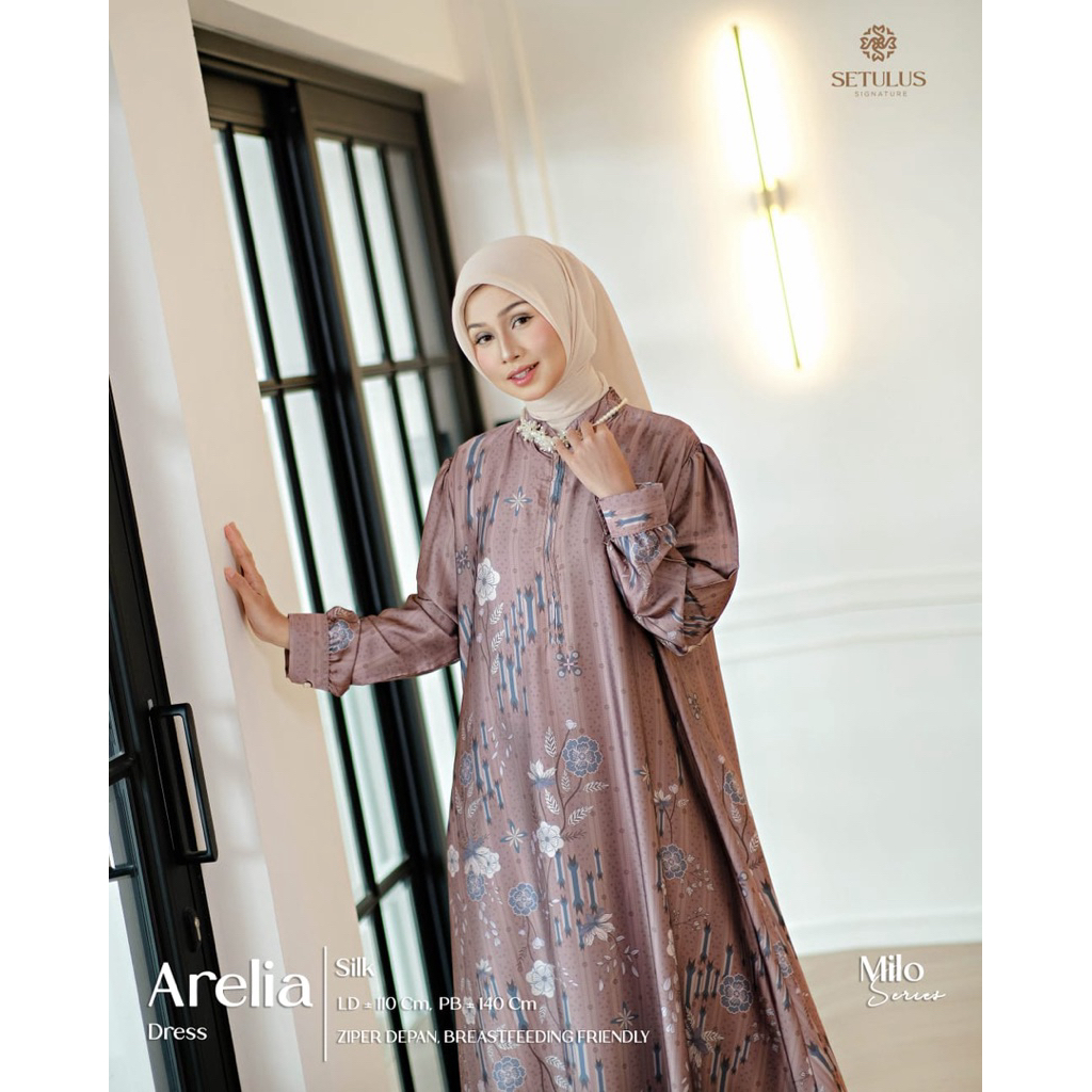 Dress Muslim Silk Motif Bunga • Gamis Maxy Muslim Motif • Arelia Dress by Setulus