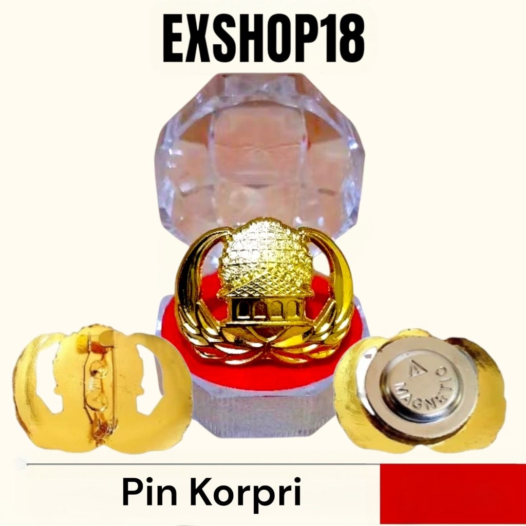 Pin Korpri +Box Peniti & Magnet / Pin Lencana Korpri ASN / Pin Korpri Magnet / Pin Korpri Peniti