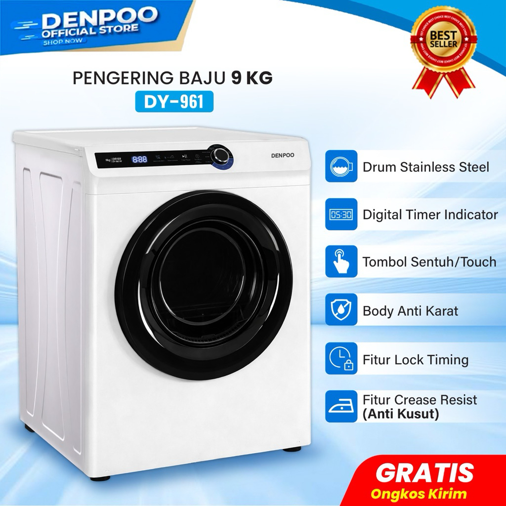 DENPOO Mesin Pengering Laundry Pakaian Dryer - DY 961