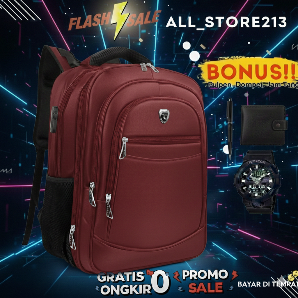 POLO GLAD 18 inch Tas ransel laptop kerja original 100% import / POLO GIVES POLO GEM ransel laptop A