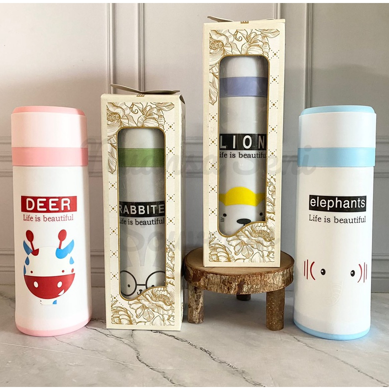 Souvenir Botol Minum Kaca Motif Animal Botol Tumbler Motif Karakter Unik Termos Kaca 450ml