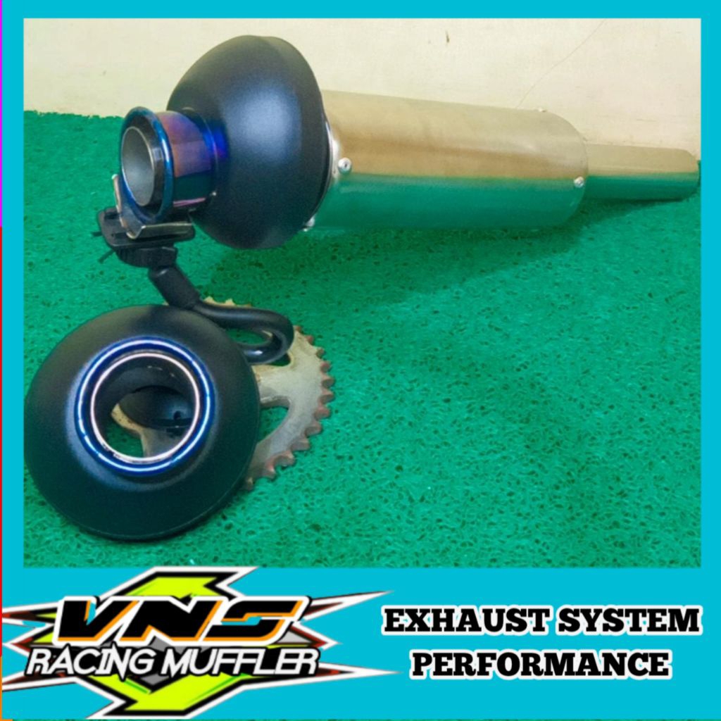 knalpot kondoman fulset moncong KNOCHI BLUE inlet 38mm, 45mm out 38mm, 45mm panjang 40cm saringan sa