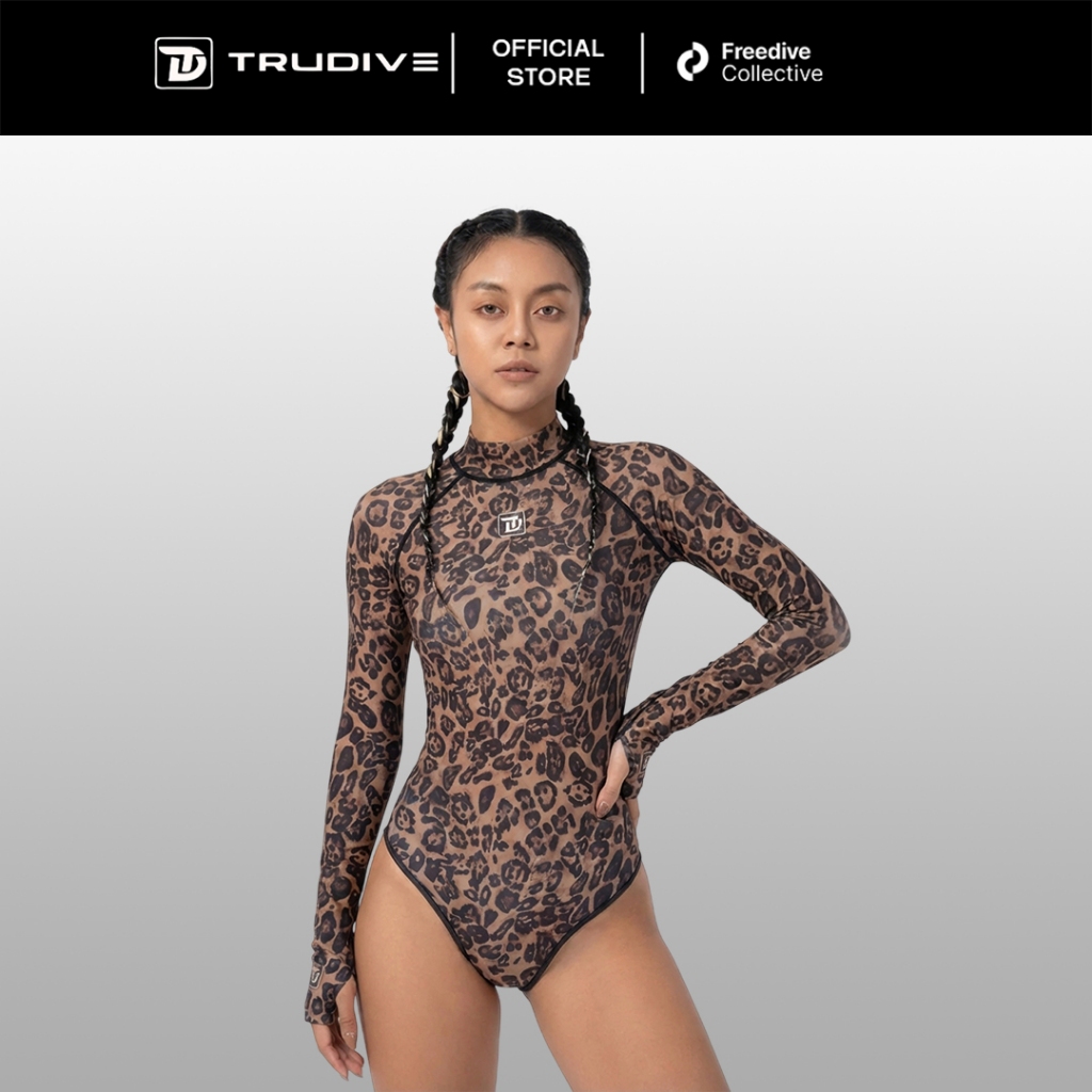 TruDive Women's Leopard Bikini Backless Wetsuit / Pakaian Wetsuit Wanita Backless
