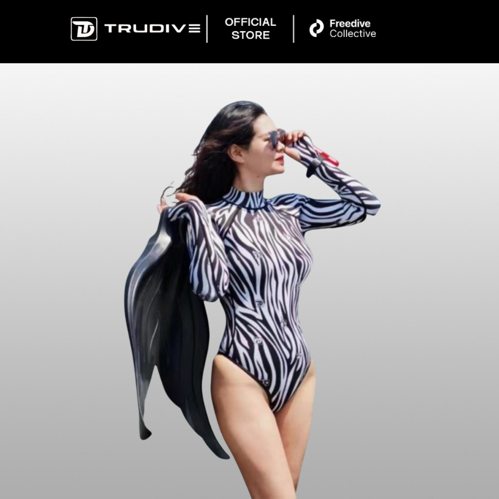 TruDive Women's Zebra Bikini Backless Wetsuit / Pakaian Wetsuit Wanita Backless