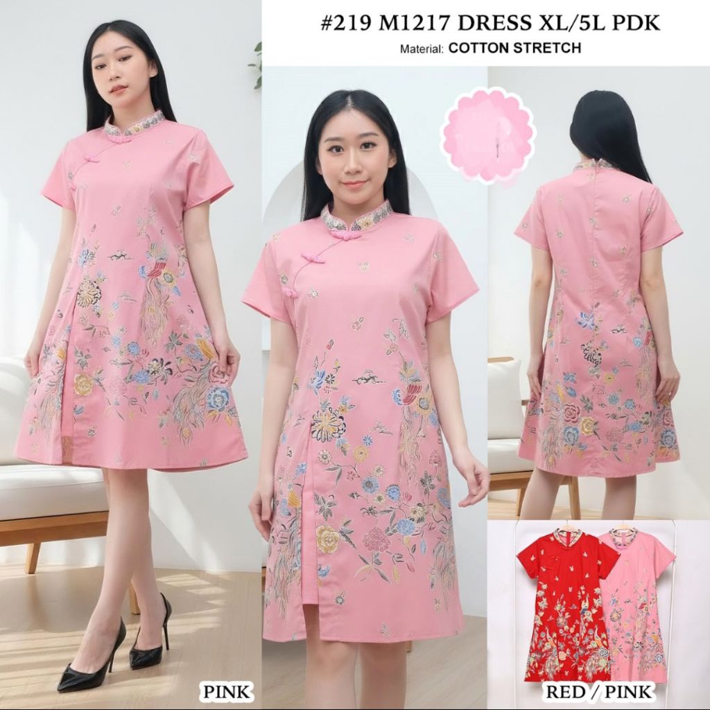 Dress Batik Cheongsam Imlek Cny Qupao Modern Pesta Party Kondangan Wanita Katun Stretch