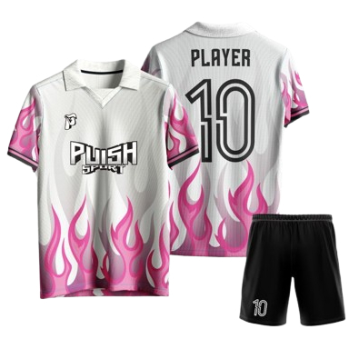 PUISH Jersey Futsal / Baju Bola Custom Full Printing Bisa Satuan Warna Pink Fire