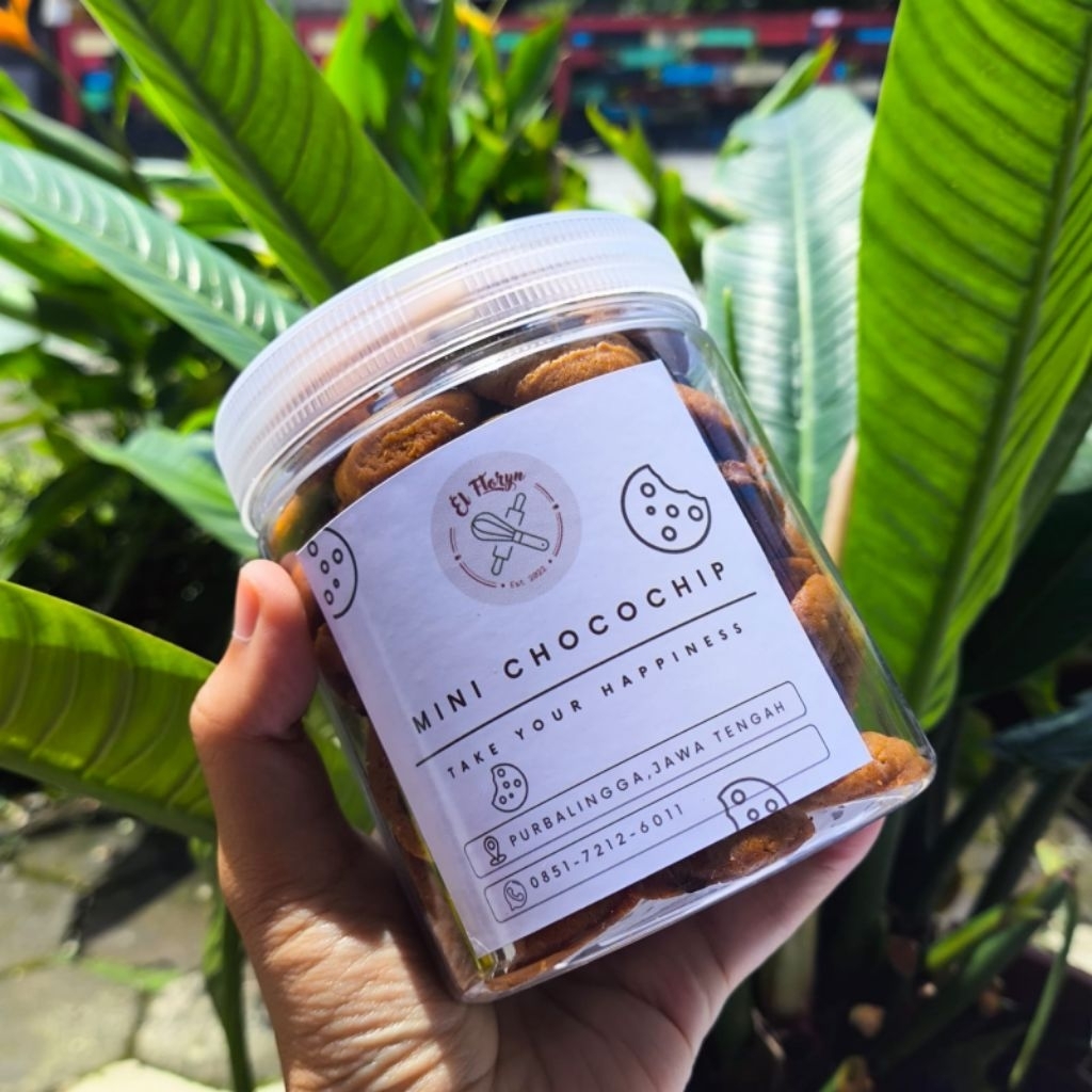 Mini Chocochip Cookies Homemade Spesial Kue Kering Lebaran Kemasan Toples Tabung 600ml