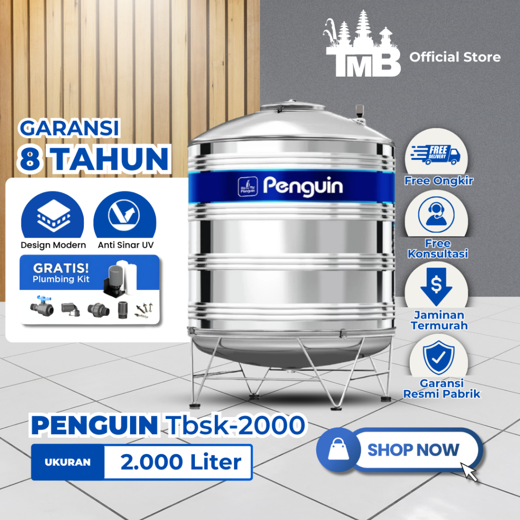 Penguin TBSK-2000 2000 Liter Toren Tandon Tangki Air Stainless Steel