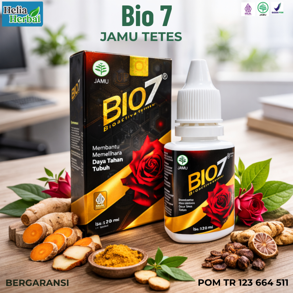 Bio7 / BIO SEVEN Jamu Tetes Mengobati Stroke ,Kolesterol,wasir, asma , asam uarat Bpom Halal Mui