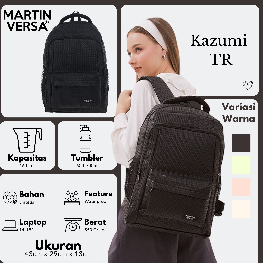 Martin versa Kazumi Rajut Tas Ransel Laptop Pria Wanita Backpack Sekolah