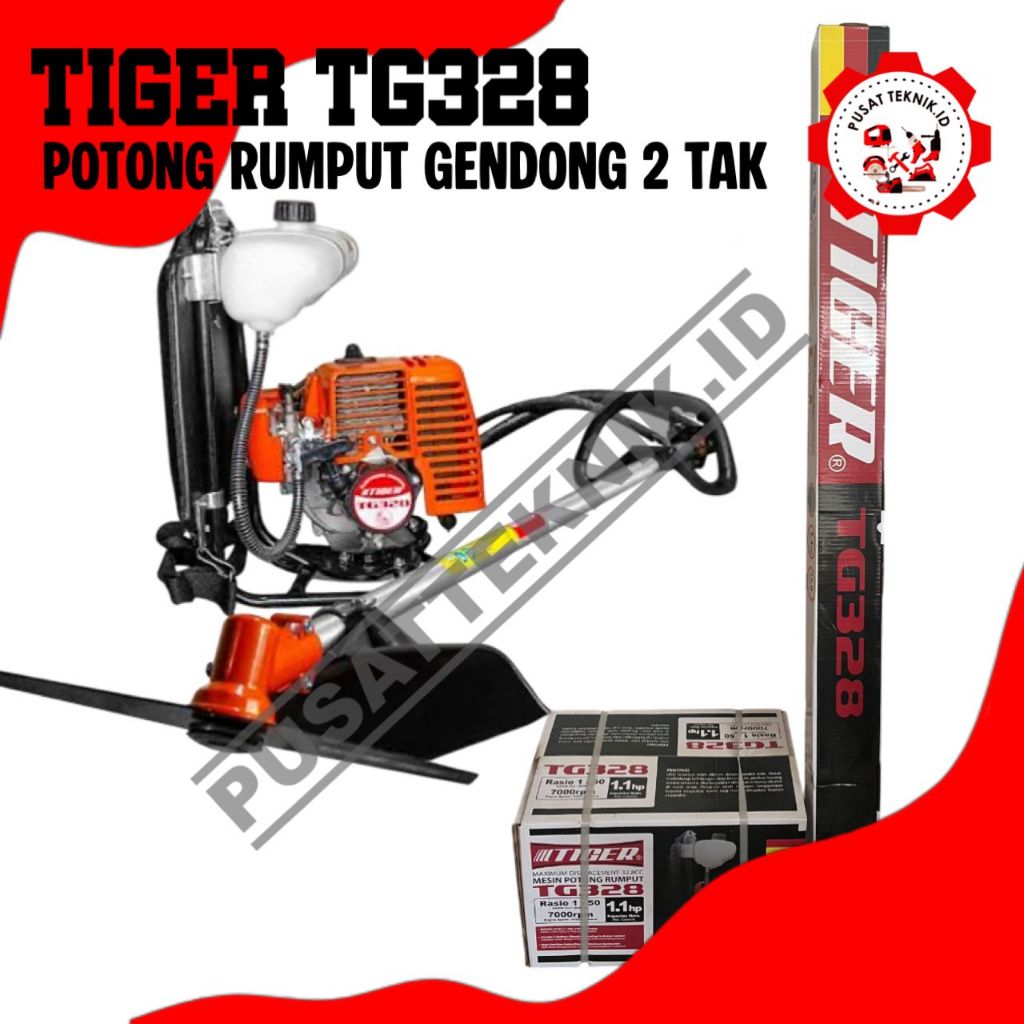 BRUSH CUTTER TIGER TG-328 MESIN POTONG RUMPUT 2 TAK TG328 PEMOTONG GULMA GENDONG TG 328