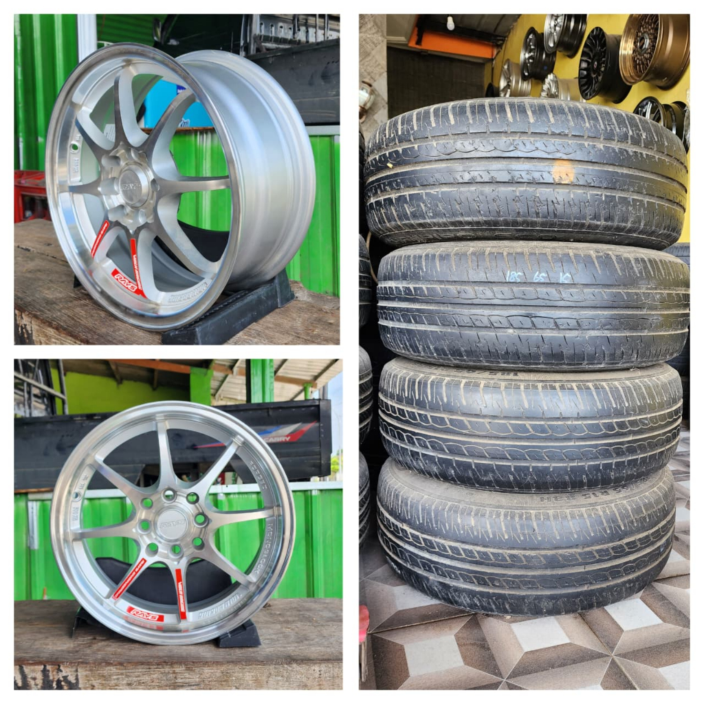 1 SET VELG BARU PLUS BAN SECOND CE28 R15 H8 PCD 100/114 LBR 6,5 ET 42 WARNA FULL POLISH