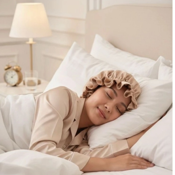(AMG 1051) Hairnet Hair Bonnet Bahan Satin Silky - Silk Shower Cap - Pelindung Rambut Tidur - Jalan