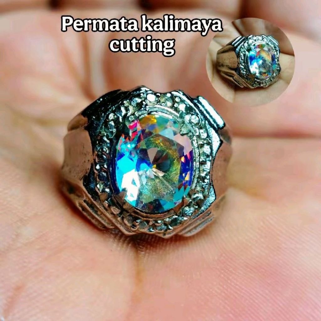 Cincin kalimaya cutting dim batu 10 12mm akik pria terlaris