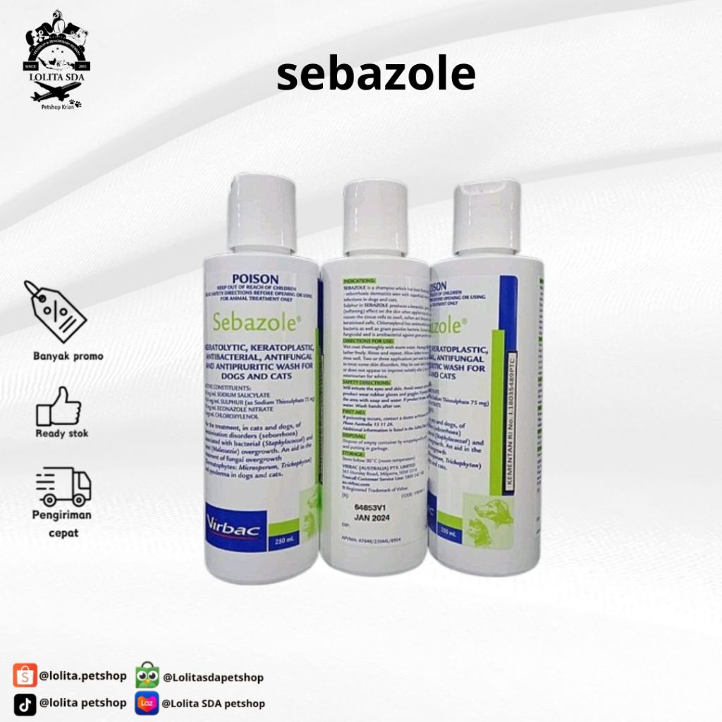 Virbac Sebazole poison sampo sebazole shampo sebazole shampoo sebazole 250 ml shampo jamur