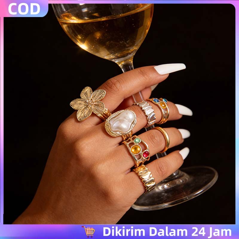 Cincin Bunga Gaya Eropa Dan Amerika Aksesoris Cincin Berhias Paku Cincin Gaya Vintage Cincin Vintage