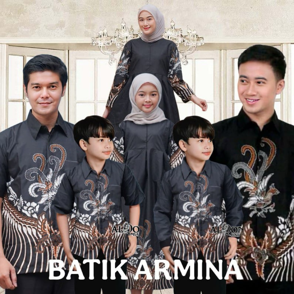Baju Batik Couple Keluarga Motif Ayam Kate Hitam