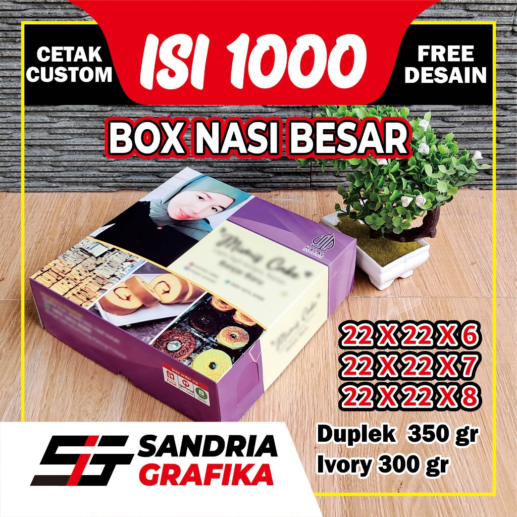DUS NASI KOTAK / BOX NASI KOTAK, BOX BOLU 22 x 22 x 7 / 22 x 22 x 8 SAMBUNG