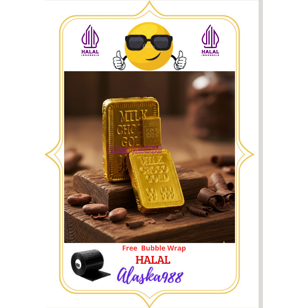 Coklat Antum - Coklat Viral Bentuk Logam Mulia Emas Batangan 1 Box Isi 24 Pcs - HALAL