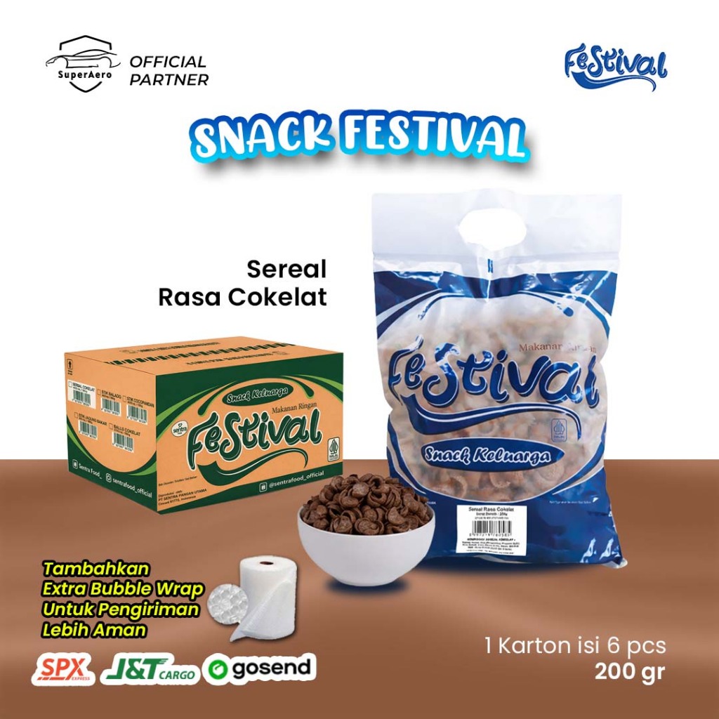 FESTIVAL 1 Dus isi 6 pcs SEREAL COKLAT Snack Keluarga Rasa Manis Kemasan Jumbo