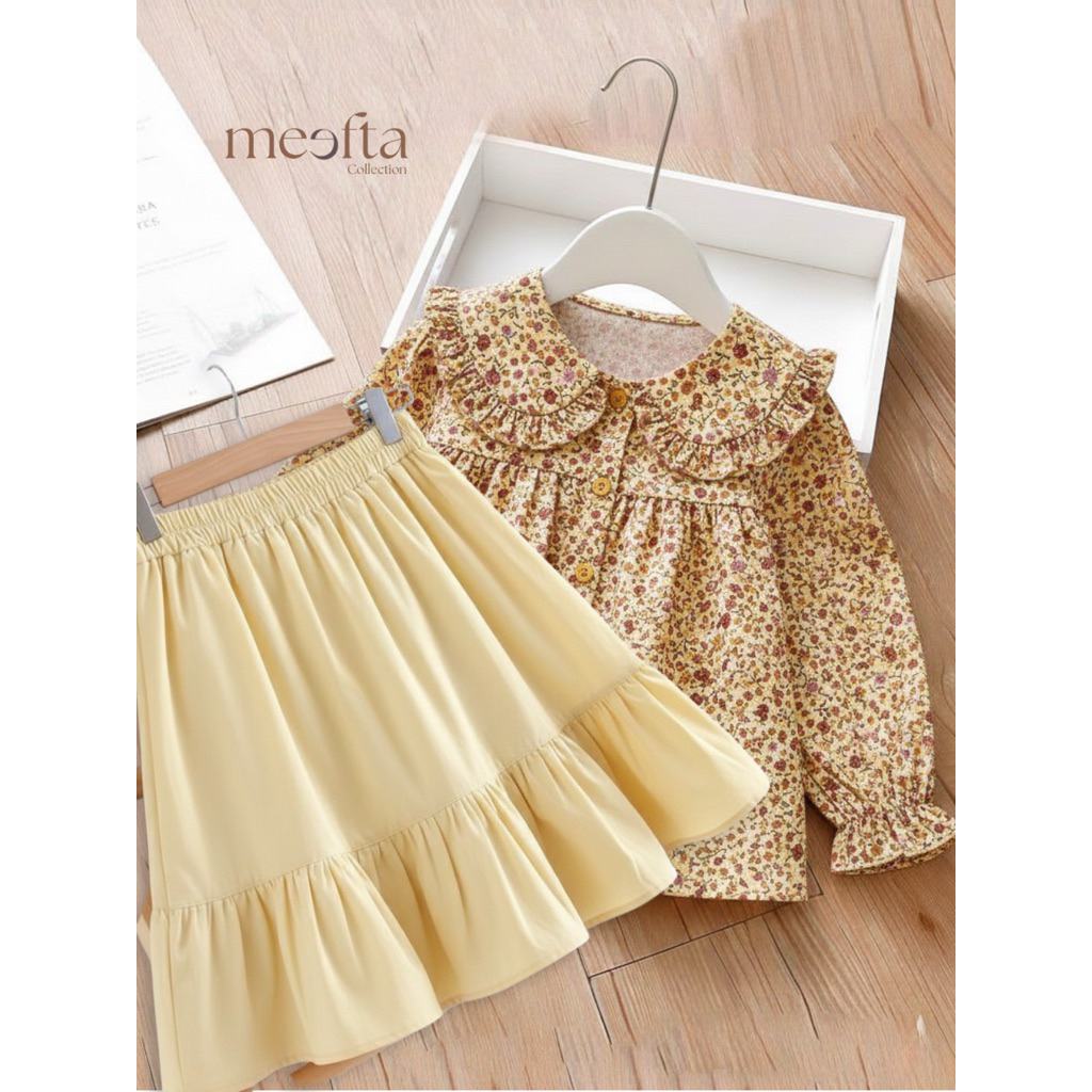 Atasan Kemeja Blouse & Rok Couple Korea Style Mom and Kids | Baju Couple Ibu & Anak Bahan Katun