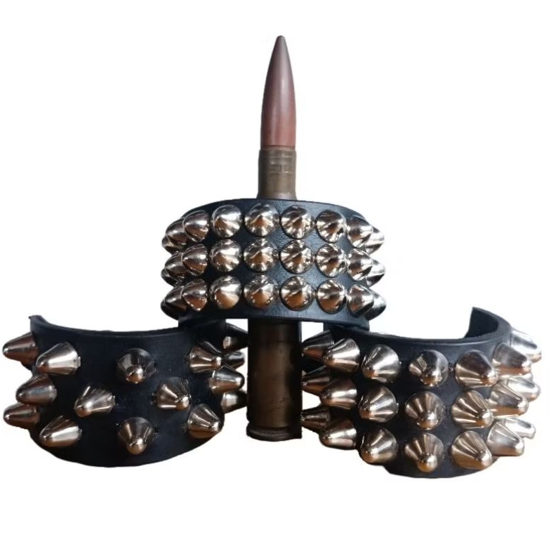 Leather Bracelet/Gelang Punk (3rows uk studs)