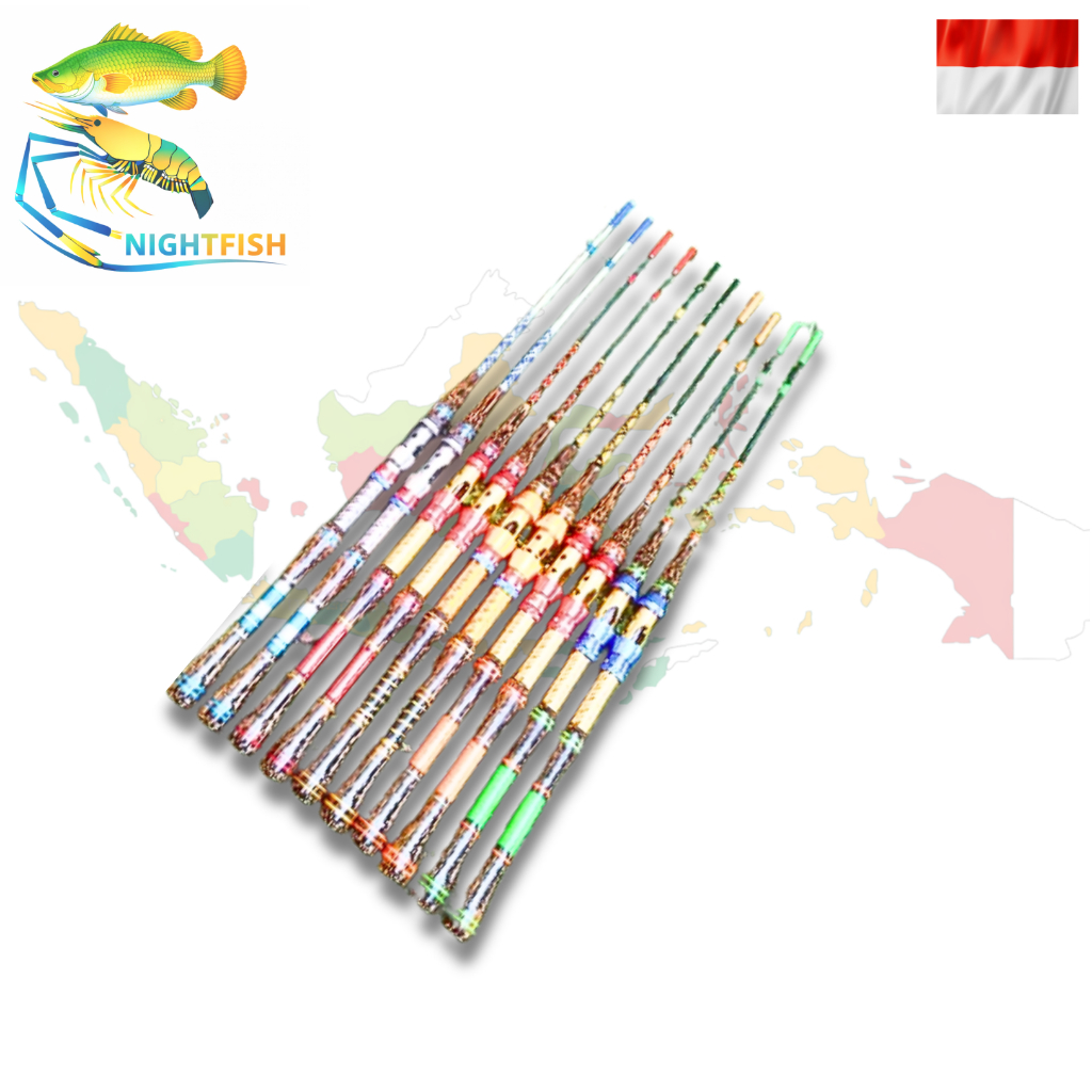 paket 5 joran pancing udang/ikan 120 cm gagang nibung