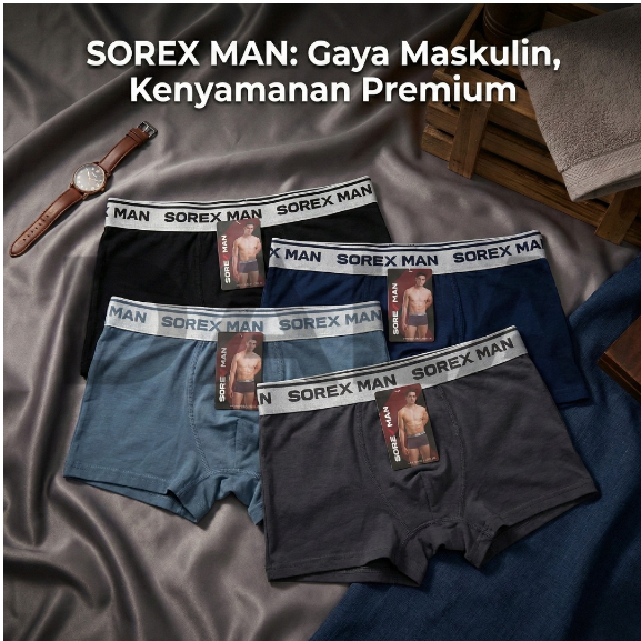 SOREX Celana Dalam Pria Boxer Trunk M3908 Soft Nyerap Keringat Random S-XL 1Pcs