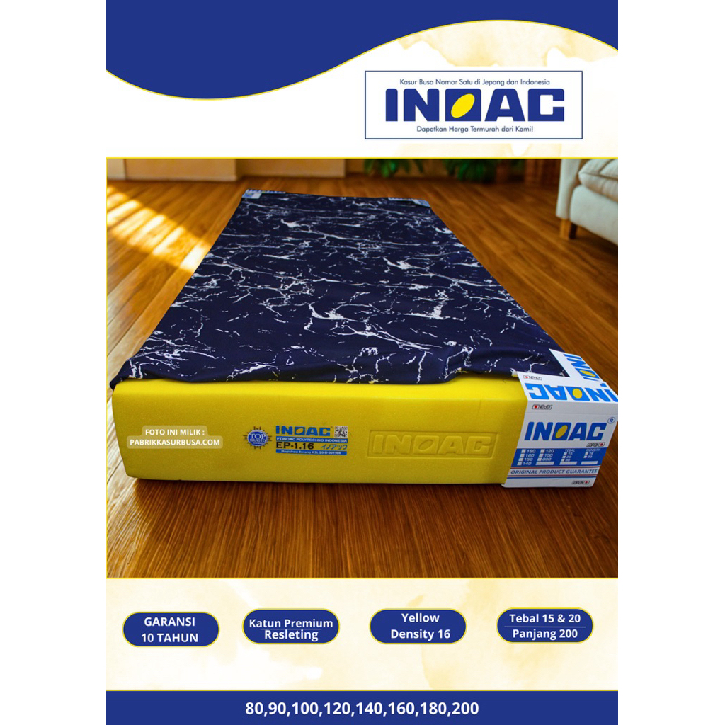 Kasur Busa INOAC Tebal 20cm Busa Yellow Kuning Garansi 15 Tahun