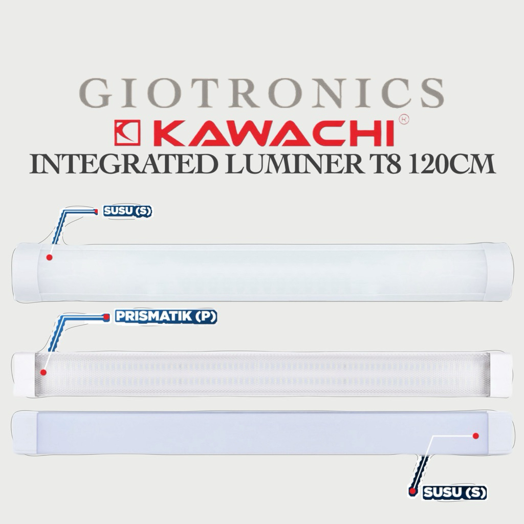 KAWACHI 40W / 60W Kap Lampu LED T8 Integrated 120CM 40 Watt  60 Watt OVAL/PRISMATIC