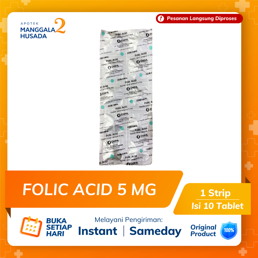 FOLIC ACID 5 MG PER STRIP ISI 10 TABLET - SUPLEMEN ASAM FOLAT