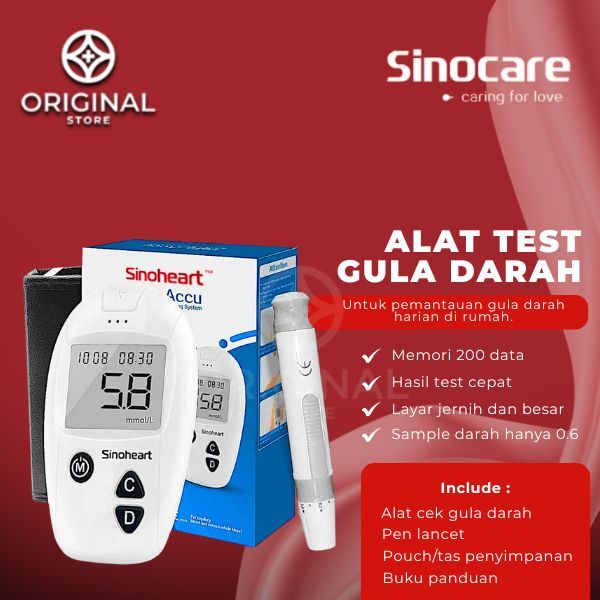 Sinoheart Strip Gula Darah Sinocare | Stik Tes Gula Darah Akurat & Praktis Pakai Accu