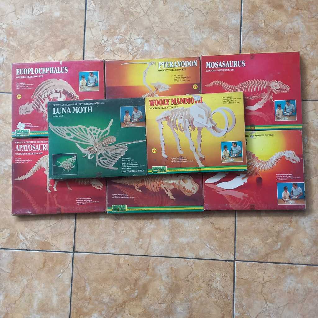 Koleksi barang Antik / Barang Simpenan Original Lawas / Mainan DIY Puzzle Kayu Dinosaurus 3D Wooden 