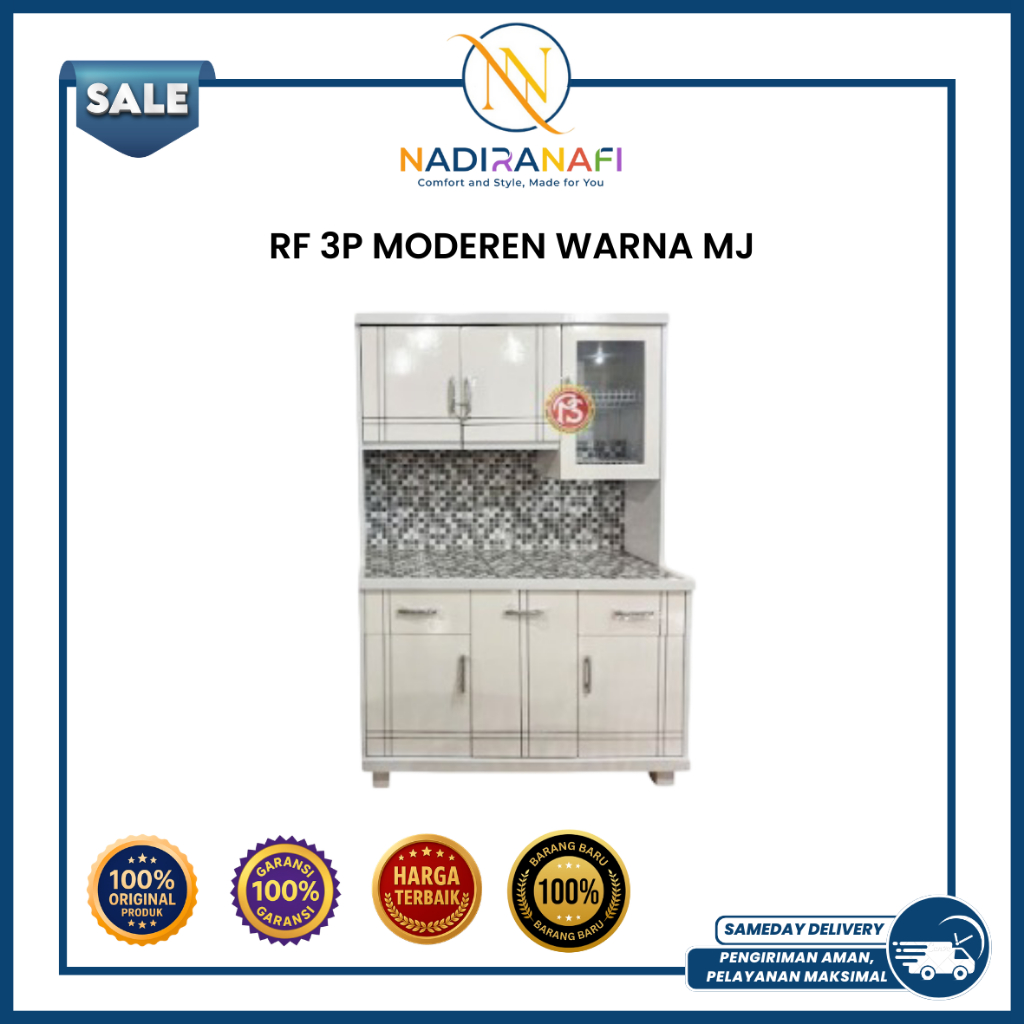 NADIRANAFI Rak Piring Modern Warna Mj Rak Dapur Aluminium Anti Tikus Kecoa 3 Pintu