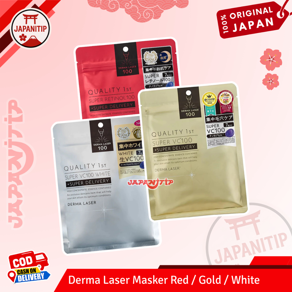 Masker Wajah DERMA LASER MASK SUPER RETINOL 100 & SUPER VC100 Original Jepang