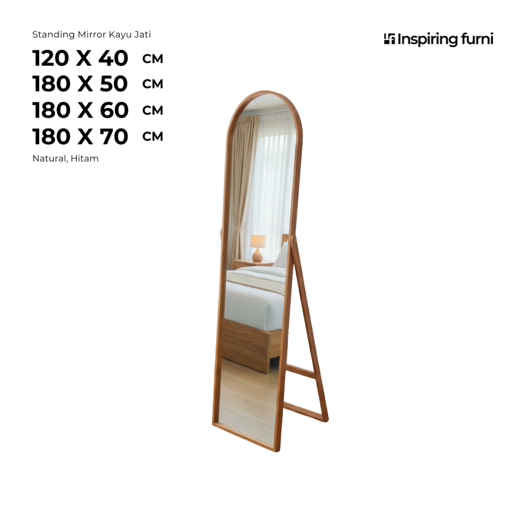 Standing arch mirror kayu jati minimalis