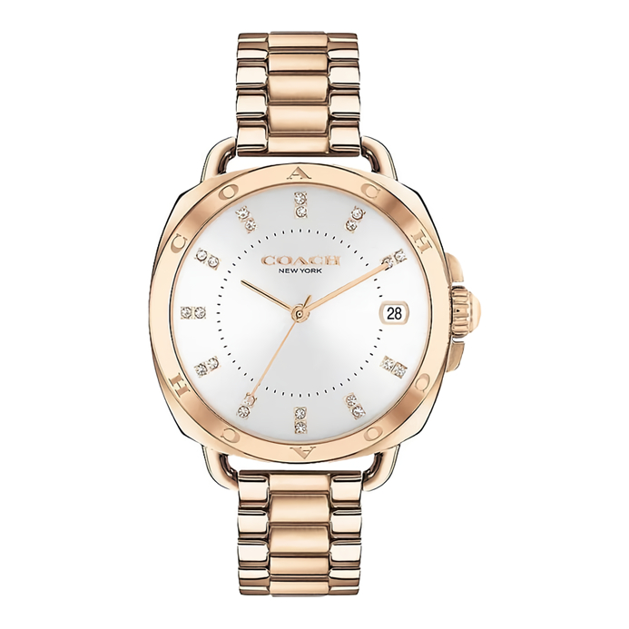 Coach Greyson Ladies White Dial Rose Gold Stainless Steel Strap - 14504158