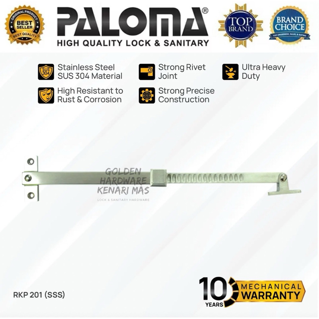 PALOMA RKP 201 Hak Angin Ramskar Putar Penahan Jendela Panjang Stainless SUS 304