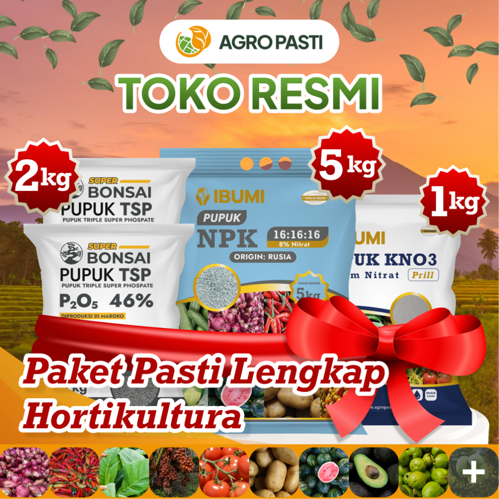Paket Pasti Lengkap - Pupuk Lengkap Khusus Hortikultura | NPK Rusia KNO3 Ibumi TSP Super Bonsai