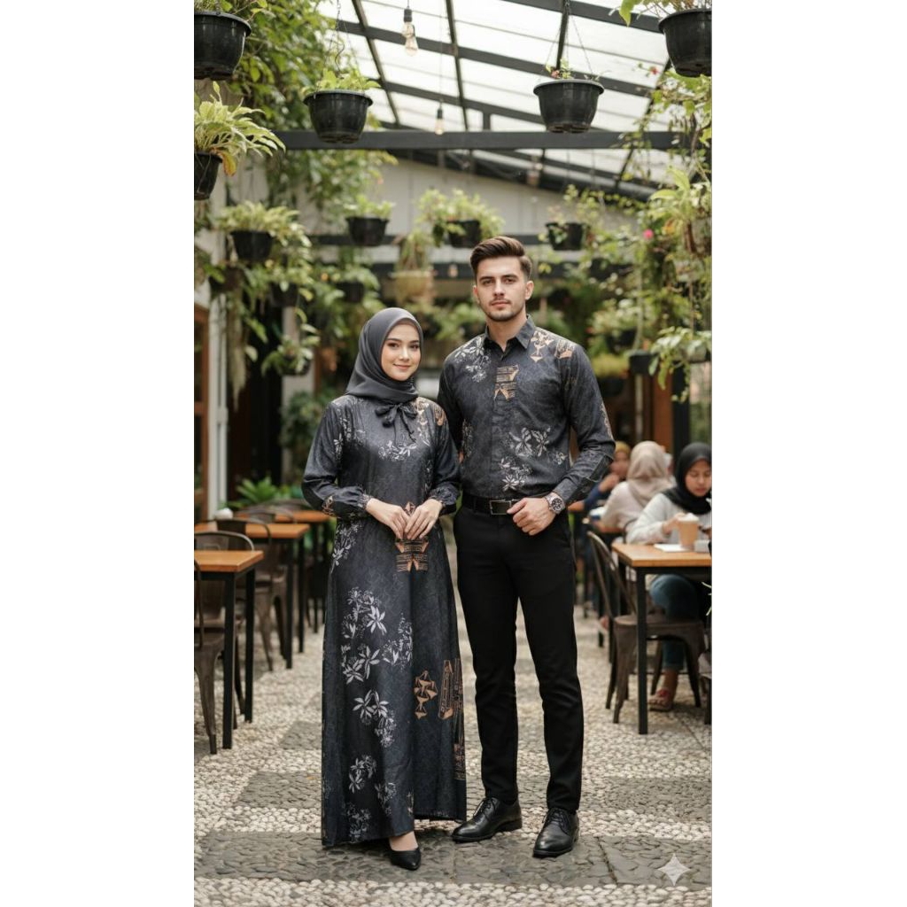 Couple Baju Muslim Pasangan Kemeja Dan Gamis Lengan Panjang Bahan Dior Silk Premium Halus Exclusive 