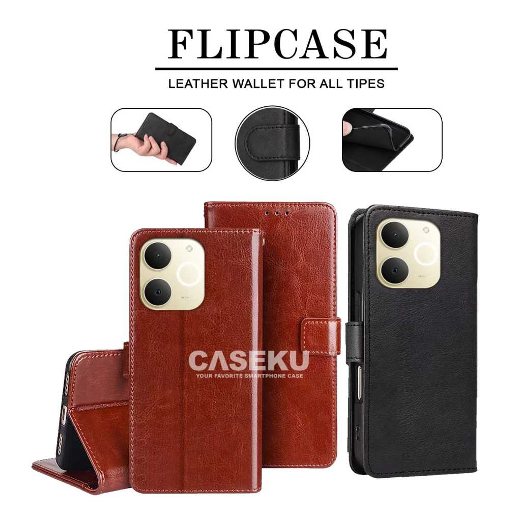 Case Sarung buku bahan Kulit Case Flip Leather Flip Wallet Case Realme Note 70 Realme Note 50 Realme